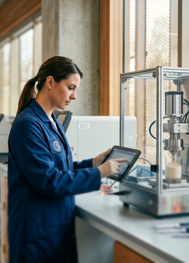 female scientist working in an upscale lab